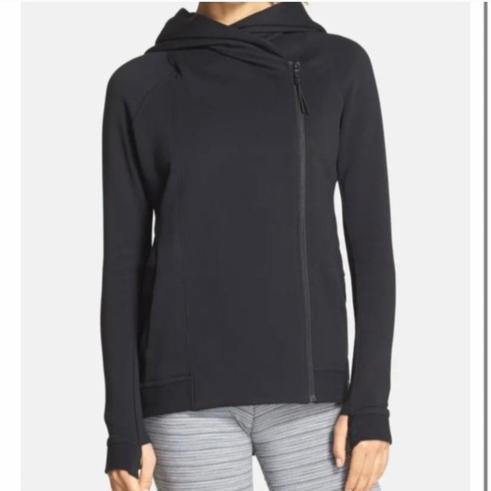 Nike Women's Full Zip Cape Hoody With Drop Hem In Black